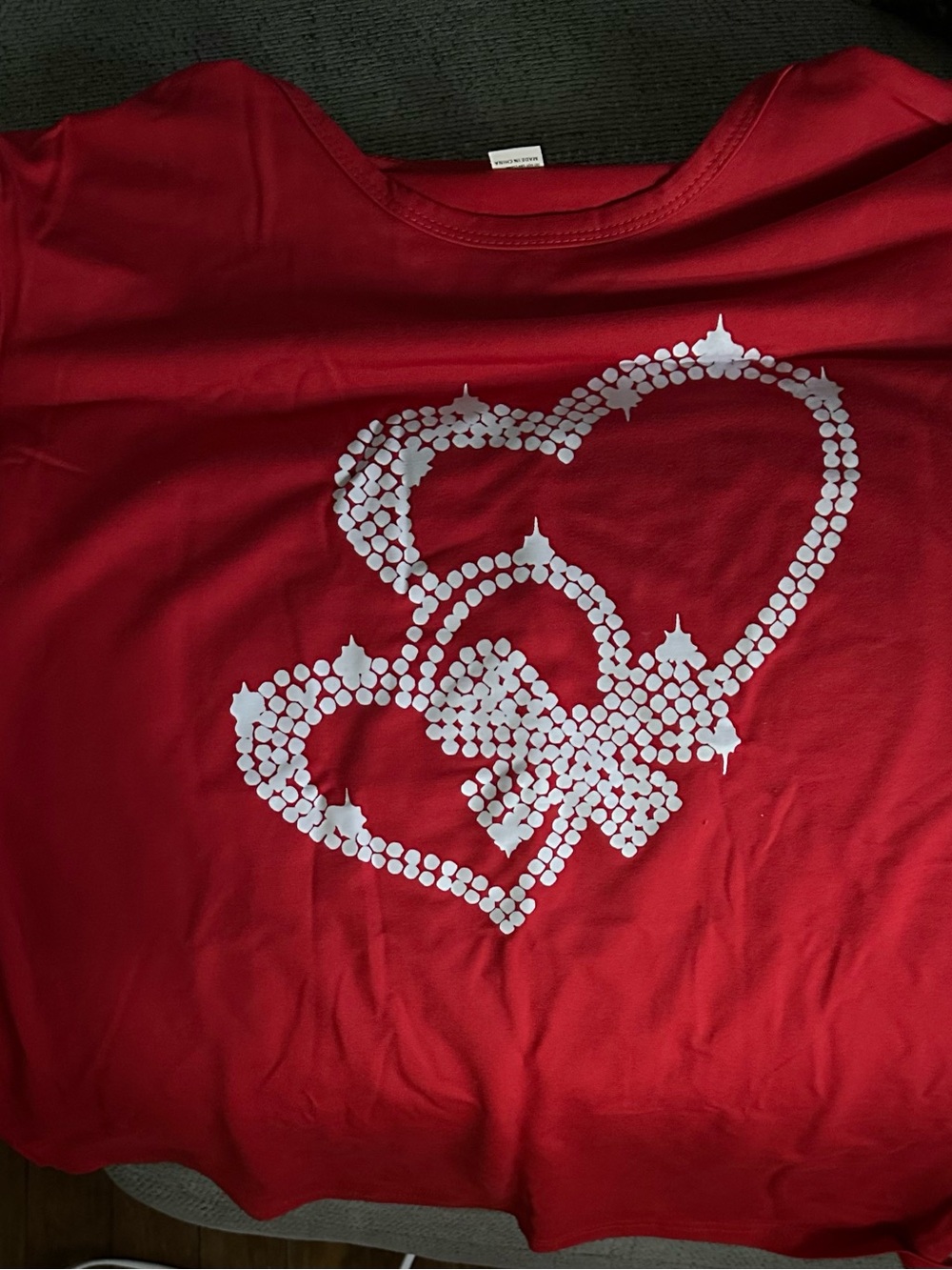 Girls Red Heart Graphic Tee - Heart Design